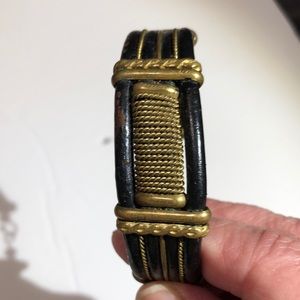 Vintage leather and brass bracelet